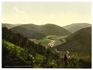 Nineteenth Century German History Drucke: Oderthal and view of Brocken, Hartz, Germany