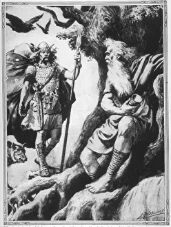 Nordische Mythologie Drucke: Odin sucht Weisheit