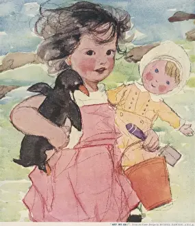 Happy Children Playing Outside Drucke: Off We Go by Muriel Dawson
