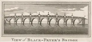 Historical Bridges In England Drucke: Old Blackfriars Bridge