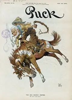 Puck Magazine Cartoons Drucke: The old bronco-buster