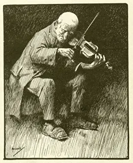 Drucke von Der alte Geiger - alter Mann spielt eine Violine, um ca. 1911 John Hassall Drucke: Der alte Geiger