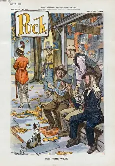 Vintage Cartoon Illustration Drucke: Old home weak