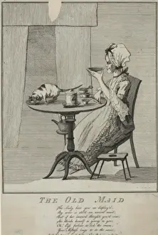 Vintage Cartoon Art Drucke: The old maid
