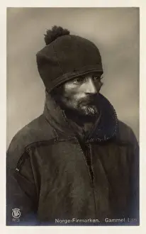 Drucke von Ein alter Sami-Mann aus der Finnmark-Gegend im extrem nördlichen Norwegen Finnland Drucke: Alter Sami-Mann aus dem Land Finnmark in der Provinz Norwegen