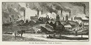 West Midlands Drucke: Alte Burgruhen Fabriken