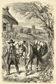 Country Road Scene Drucke: Pack Horse, Devonshire