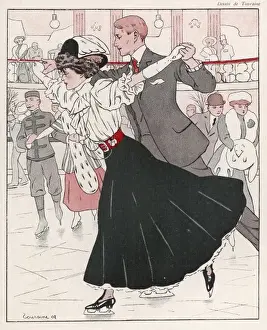 Vintage Print Art Drucke: Palais De Glace Skating