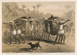Vintage Transportation Art Drucke: Two Palanquins Meet
