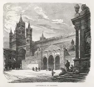 Palermo Cityscape Drucke: Palermo Cathedral 1875