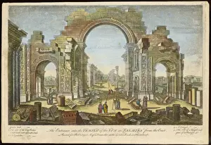 Drucke von Die Ruinen des Eingangs zum Tempel des Sonnenkönigs im alten Städtchen Tadmur oder Palmyra, der angeblich von Salomo erbaut wurde Verwandte Bilder Drucke: Die Palmyraruhe