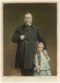 19th Century Scientists Drucke: Pasteur & Granddaughter