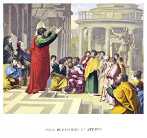 Biblical Scene Illustration Drucke: Paul preaching in Athens