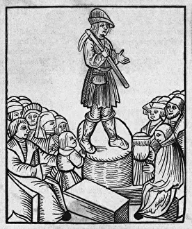 16th Century European Art Drucke: Peasant Preaching
