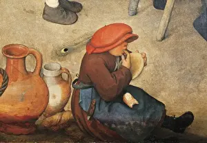 Breugel Drucke: Bauerliche Hochzeitsfeier (Landarbeiterbrauch), linke untere Detailsseite
