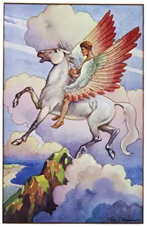 Winged Horse Mythology Drucke: Pegasus in Flight
