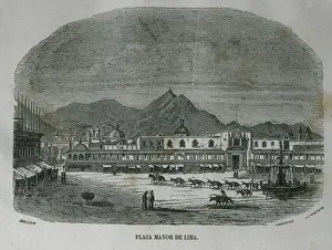 South America Landmarks Drucke: Peru. Lima. Main Square