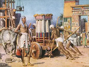 Drucke von Arbeiter bauen ein Tempel oder Palast für einen Pharao im alten Ägypten. Datum unbekannt, möglicherweise um 1920 Fortunino Matania Drucke: Königsarbeiter aus Alter Ägypten, von Fortunino Matania