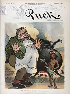 Puck Magazine Illustrations Online Drucke: The Philippine Oliver asks for more