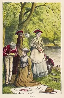 Outdoor Picnic Scene Drucke: Picnic by a River