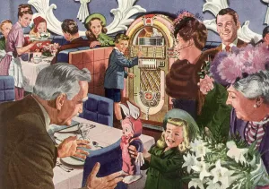 Easter Celebrations Drucke: Dining Out For Easter Date: 1945