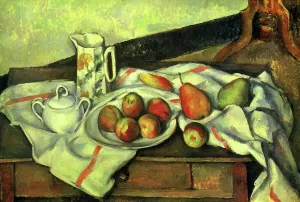 Drucke von Stille Nachtmahl mit Pfirsichen und Birnen Datum: 1890 Paul Cezanne Drucke: Stille Nachtmahl mit Birnen und Pfirsichen Datum: 1890
