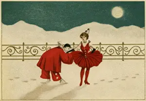 French Romanticism Art Drucke: Pierrot & pierette in red