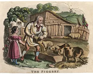 Pig Farming Drucke: Pigs at Feeding Time