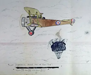 Royal Flying Corps History Drucke: Pilot (experiencing Archie for the first time), WW1