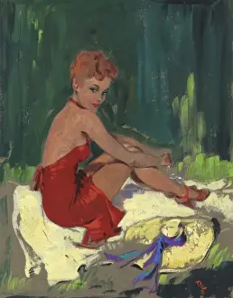 David Wright Art Drucke: Pin-up sunbathing by David Wright