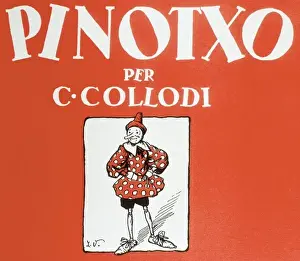 Drucke von Vorderseite einer katalanischen Ausgabe des Kinderbuches Pinokio von dem italienischen Journalisten und Schriftsteller Carlo Lorenzini Collodi (1826-1890) Didelphidae Drucke: Pinocchio
