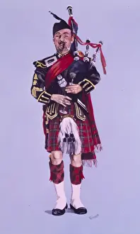 Malcolm Greensmith Painting Drucke: Pipe Major of the Queens Own Highlanders