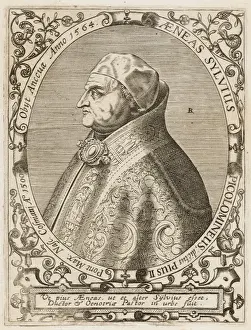 Historical Pope Images Drucke: Pius II (De Bry)
