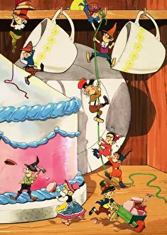 Zwerge kauen einen Schaumkuchen