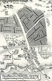 Plan eines Herrenhauses und gemeinsamer Felder