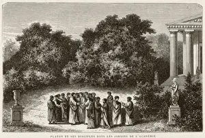 Ancient Greek Philosopher Images Drucke: Plato with Disciples
