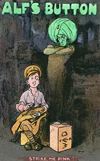 John Hassall Prints Drucke: Playbill postcard for Alfs Button