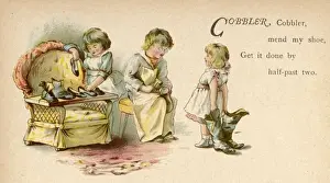 Childhood Scenes From The Past Drucke: Playing Cobblers Shop