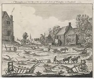 Traditional Farming Methods UK Drucke: Ploughing Circa 1745