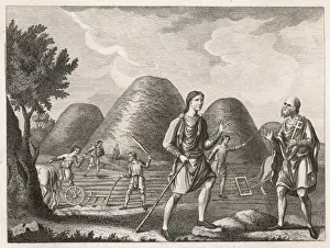 Ancient Farming Techniques Drucke: Ploughing Etc, Saxon