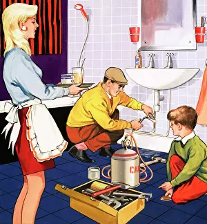 Plumber At Work Drucke: The Plumber
