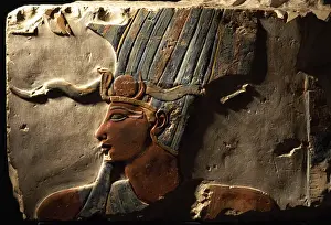 Farbenpolyschrer Relief des Pharao Thutmoses III (um 1490 - 1436 v. Chr.)