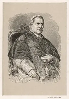 Drucke von PAPST PIUS NEUN (Graf Giovanni Maria Mastai-Ferretti) Erklärte die Unfehlbarkeit des Papstes im Jahr 1869, aber streitete mit der italienischen Regierung Politik Drucke: Papst Pius IX