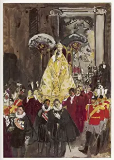 Pope Pius XI Drucke: Pope in Procession