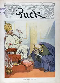 Puck Magazine Illustrations Online Drucke: Pope Theo the first