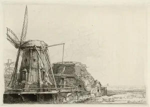 Drucke von Ein etwas verfallener niederländischer Windmühle Rembrandt Drucke: Mühle, Rembrandt