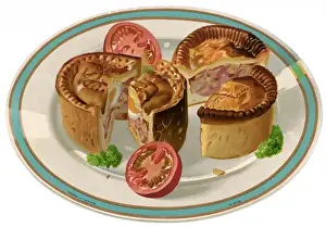 Pastry Food Images Drucke: Pork Pie on a Plate