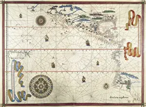 Verwandte Bilder Drucke: Kartographische Karte des Pazifischen Ozeans aus dem Jahr 1591