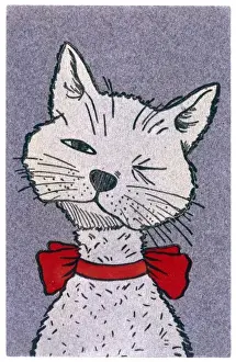 Historical Cat Paintings Drucke: Portrait of Grey Cat