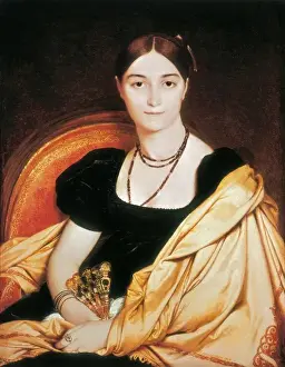 Drucke von INGRES, Jean-Auguste-Dominique (1780-1867). Porträt von Madame Devauay. Neoklassizismus. Öl auf Leinwand Jean Auguste Dominique Ingres Drucke: Porträt von Madame Devauay